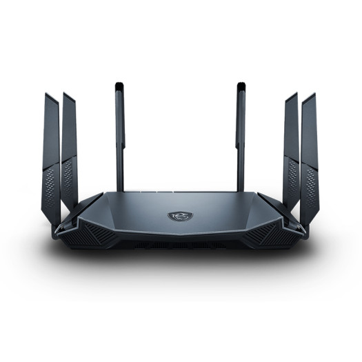 MSI RadiX AX6600 WiFi 6 - GRAX66 Tri-Band Gaming Router - Fast WLAN up to 6600 Mbps (5GHz, 2.4GHz Wireless), AI QoS Priority, MU-MIMO, Beamforming, WPA3, 2.5G WAN/LAN & 4 x 1G LAN Ports